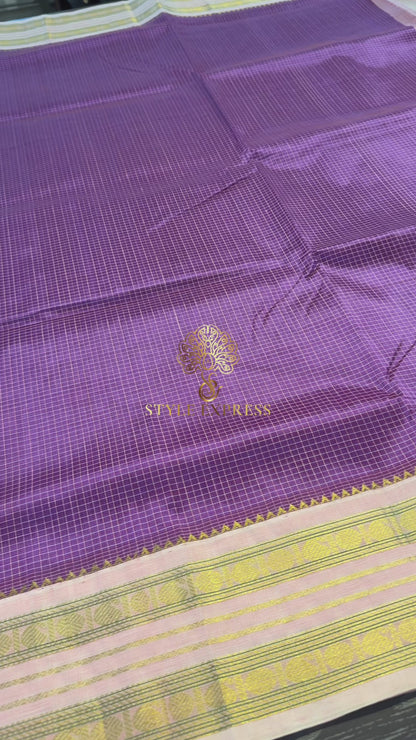KATTAM VIOLET WITH CONTRAST LIGHT PINK KANCHIPURAM SILK COTTON (KSC22)