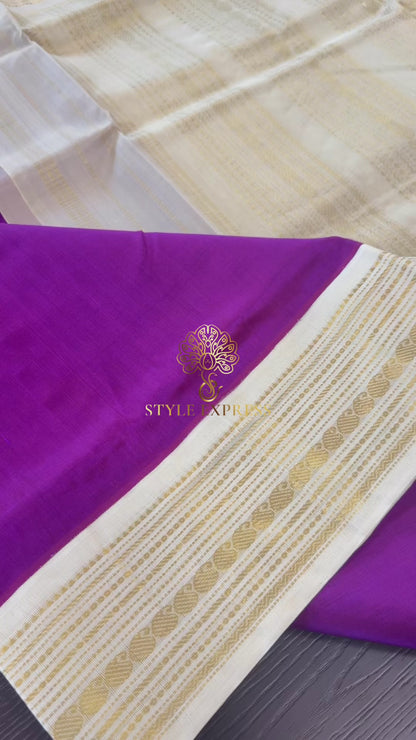 VADAMALLI PURPLE WITH CREAM WHITE KANCHIPURAM SILK COTTON (KSC31)
