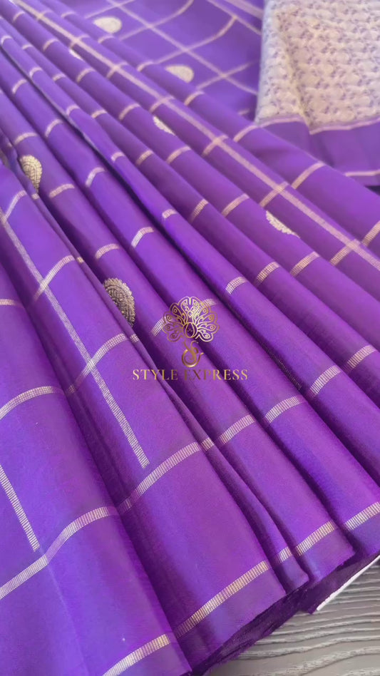 ROYAL PURPLE GOLD ZARI HANDLOOM KANICHIPURAM SILK SAREE (KSS217)