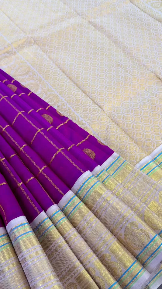 TRADITIONAL VADAMALLI KATTAM HANDLOOM KANICHIPURAM SILK SAREE (KSS229)