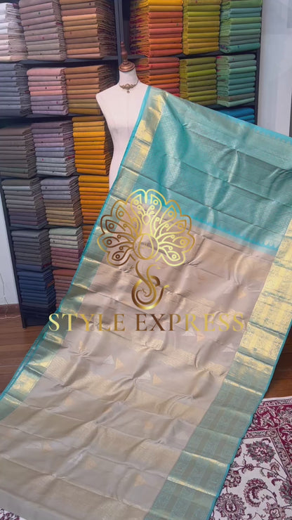 BLANCHED ALMOND PURE KANCHIPURAM HANDLOOM SILK SAREE