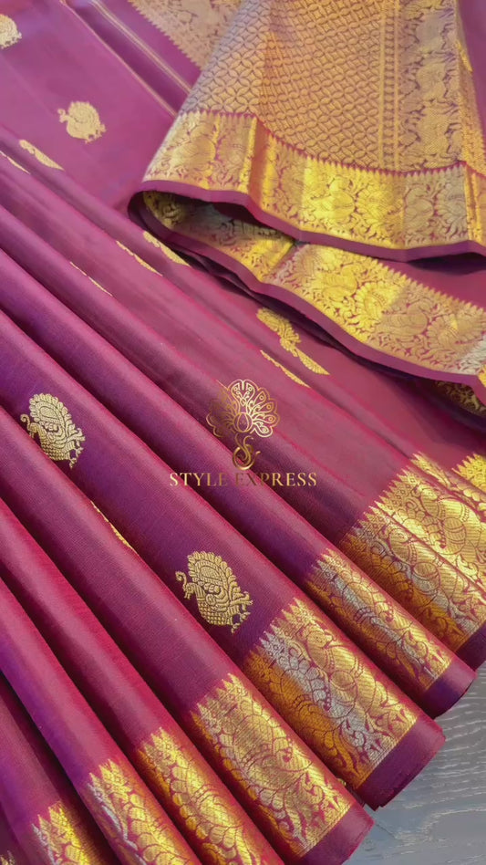 MULBERRY MAROON HANDLOOM KANICHIPURAM SILK SAREE (KSS17)