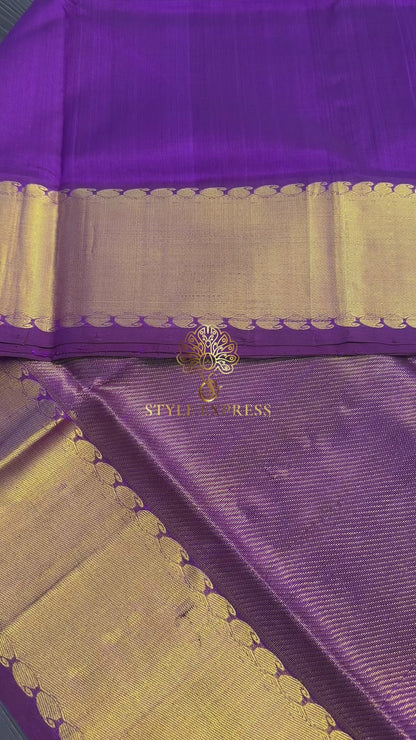 VADAMALLI PURPLE GOLD BORDER HANDLOOM KANCHIPURAM SILK COTTON (KSC08)