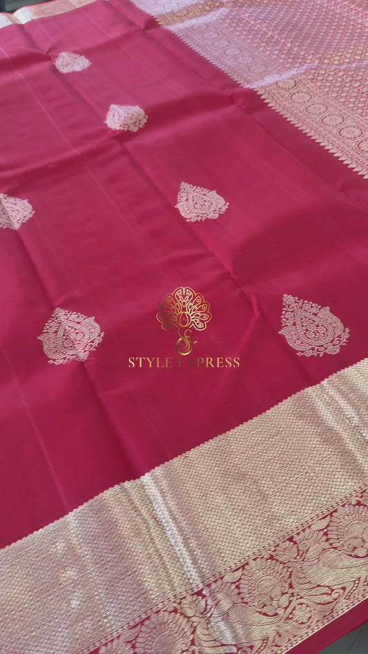 RED SILVER ZARI HANDLOOM KANICHIPURAM SILK SAREE (KSS219)